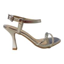 Sandalia Feminino Ramarim Festa Brilho Strass Metalizado 24-26208 Prata