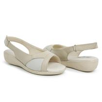Sandalia Feminino Salto Anabela Ortopédico Macia Conforto Couro Não Faz Barulho RF187