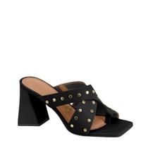 Sandália Feminino Tamanco Salto Bloco Tachas Vizzano 6464149
