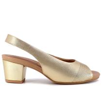 Sandália Feminino Usaflex Slingback Couro Dourado Y8214007