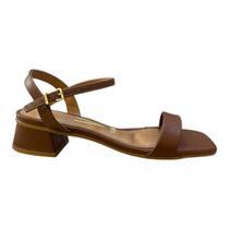 Sandalia Feminino Vizzano Casual Conforto Salto Baixo Bloco Tiras Bico Quadrado 6454.111 Marrom