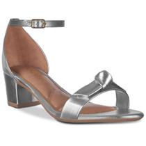 Sandalia Festa Salto Bloco Classico Alto Metalizado Laço Nó