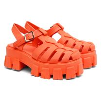 Sandália Fisherman Salto Tratorado Aranha Confortável Laranja Sandália Fisherman Salto Tratorado Aranha Confortável Laranja