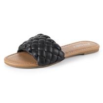 Sandália FITORY Flat Slip-On com alça trançada preta tamanho 8