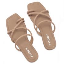Sandália FITORY Slide Toe Ring com alça cruzada tamanho 10 Camel Sandália FITORY Slide Toe Ring com alça cruzada tamanho 10 Camel