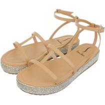 Sandalia Flat Brilho Somileve Nayara Tiras Conforto Fivela