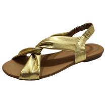 Sandália Flat Couro de Carneiro Dourado