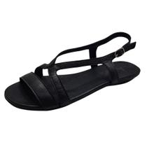 Sandália Flat Couro de Carneiro Preto