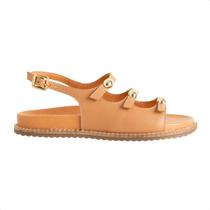 Sandália flat dm glam caramelo - Sandália flat dm glam caramelo -