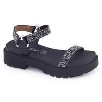 Sandália Flat feminina Vizzano 6499.103 Papete Strass Tiras