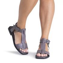 Sandália Flat Fivelas offline - cinza