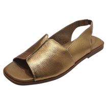 Sandália Flat Florença Couro Bronze