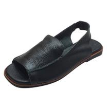 Sandália Flat Florença Couro Preto Sandália Flat Florença Couro Preto