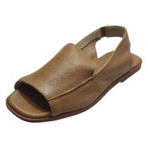 Sandália Flat Florença Couro Whisky