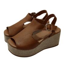 Sandália Flat Form Couro de Carneiro Caramelo