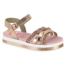 Sandália Flat Infantil Menina Molekinha Com Brilho - Ref 2305.1569 - Multicores - Tam 25 ao 34