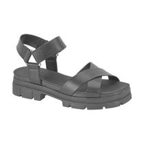 Sandália Flat Moleca com tiras autocolantes - Preto