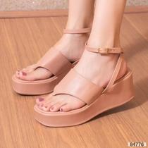 Sandalia Flat Papete Com Traseira Confort Peep Toe Plataforma Anabela Chinelo Feminino Ref 2155 T