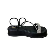 Sandalia Flat Preta Com Strass