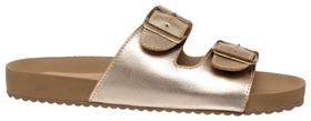 Sandália Flat Rasteira Chinelo Feminino Sensação Do Momento Ouro