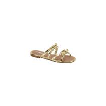 Sandalia Flat Rasteira Moleca Laço Feminina DOURADO