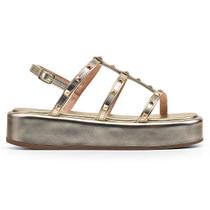 Sandália Flat Rasteira Papete Feminino Tiras Spike Fivela