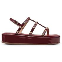 Sandália Flat Rasteira Papete Feminino Tiras Spike Fivela