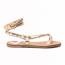 Sandália Flat Sapato da Corte Cobra Pérolas