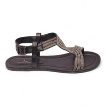 Sandália Flat Sapato da Corte Emborrachado Strass