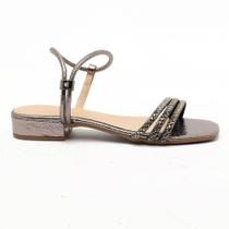 Sandália Flat Sapato da Corte Salto Bloco Baixíssimo Calce Fácil Strass Sandália Flat Sapato da Corte Salto Bloco Baixíssimo Calce Fácil Strass
