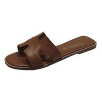 Sandália Flat Slide Couro Chestnut Sandália Flat Slide Couro Chestnut