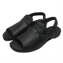 Sandália Flat Soft Couro de Carneiro Preto