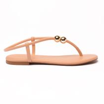 Sandália Flat Sua Cia Tira Slim Detalhe Metalizado