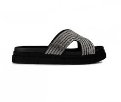 Sandália Flat Tamanco Strass Bebece T2210 Feminino