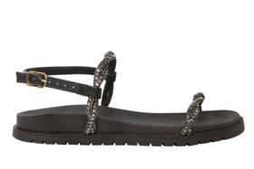 Sandália Flat Tiras com Strass Preto - Cód: 8354158 Sandália Flat Tiras com Strass Preto - Cód: 8354158