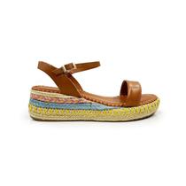 Sandália Flatform Anabela Bottero Feminina Couro Confortável 373901