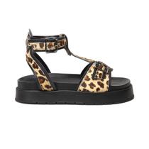 Sandália Flatform Animal Print Abotoadura Tornozelo Feminina Sandália Flatform Animal Print Abotoadura Tornozelo Feminina