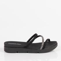 Sandália Flatform Beira Rio Tratorada Com Tiras E Detalhe Em Strass 8387533 Preto