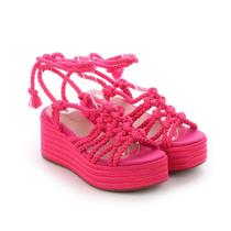 Sandália Flatform de Cordas Brooke Pink Damannu