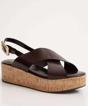 Sandália Flatform Feminina Fivela Marrom-84012