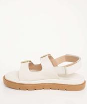 Sandália Flatform Feminina Fivela tiras autocolantes Off White-84016 Sandália Flatform Feminina Fivela tiras autocolantes Off White-84016