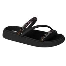 Sandalia Flatform Feminina Moleca Tira Tripla Max Com Strass