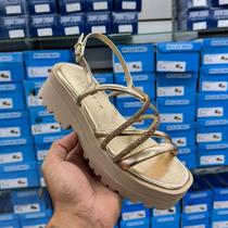 Sandália Flatform Feminina Ramarim Tiras Finas Tratorada Plataforma Brilho Estilosa Sandália Flatform Feminina Ramarim Tiras Finas Tratorada Plataforma Brilho Estilosa