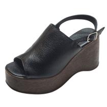 Sandália Flatform Florença Couro Preto