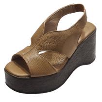 Sandália Flatform Florença Couro Whisky