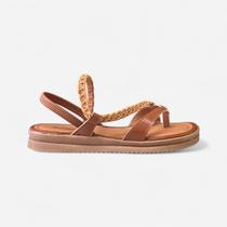 Sandália Flatform Mississipi Tresse e Strass Tabaco