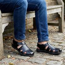 Sandalia Franciscana Masculina Em Couro Percata Fechada solado borracha