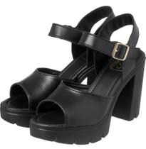 Sandália Gáspea Tratorada Salto Alto Preta Sandália Gáspea Tratorada Salto Alto Preta