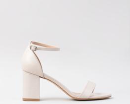 Sandália Gisele CBK Salto Alto Grosso Couro Nude Sandália Gisele CBK Salto Alto Grosso Couro Nude