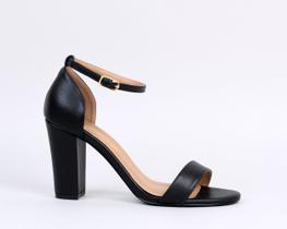 Sandália Gisele Salto Bloco 10cm Sola Preta Couro Preto CBK